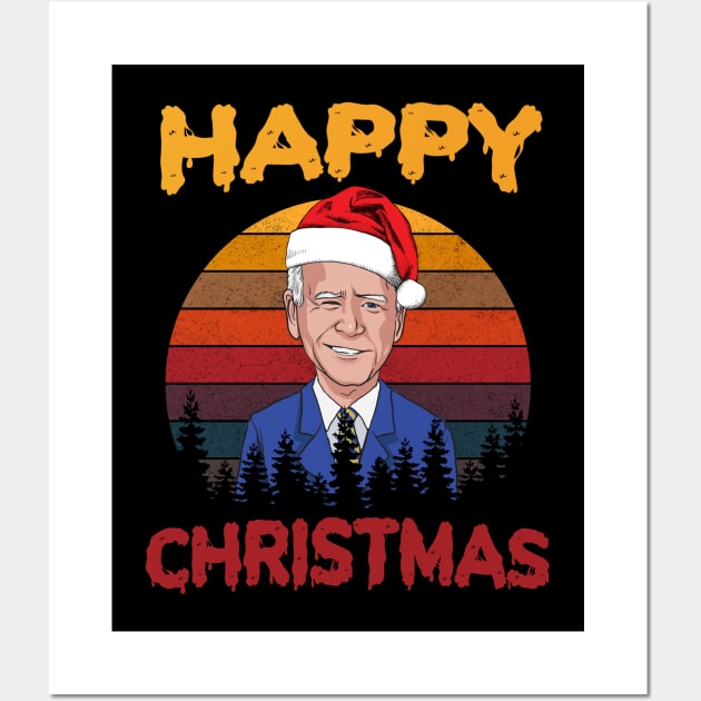 Vintage Joe Biden Halloween Happy Christmas Santa Hat Wall Art by wonderws